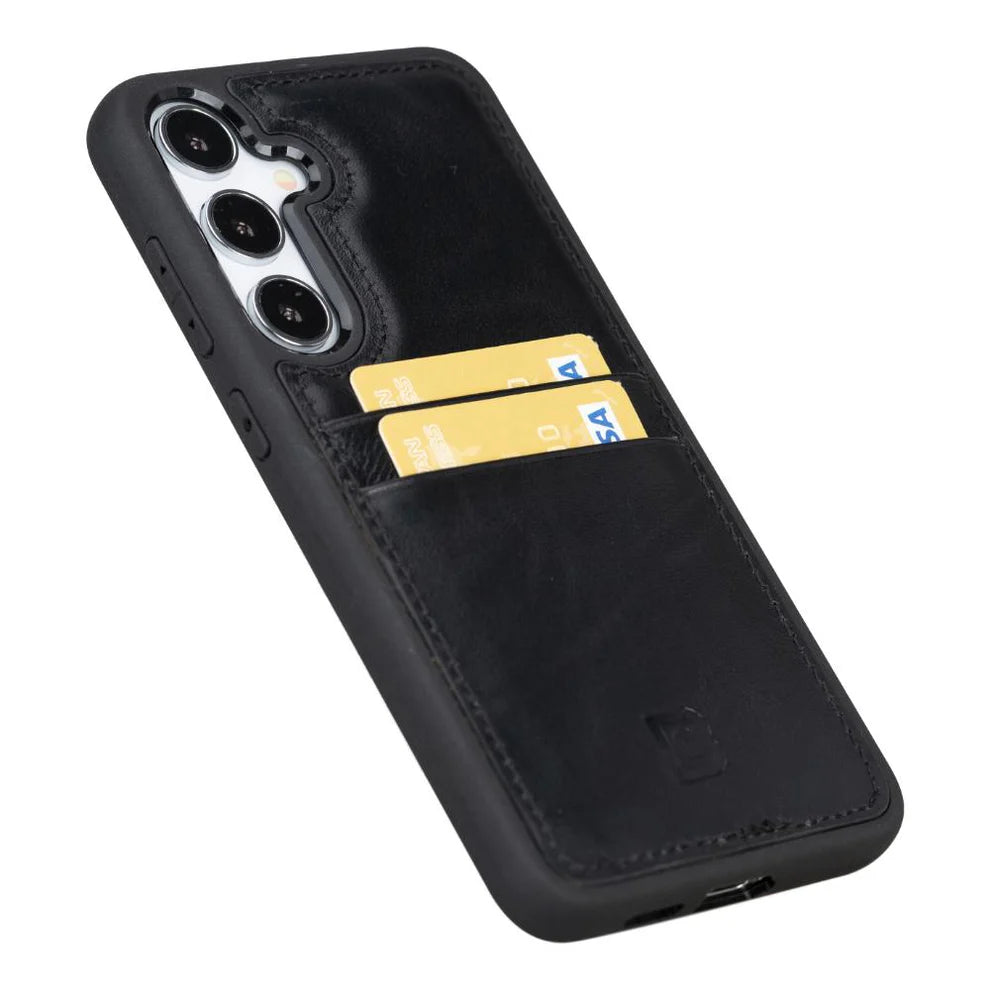 Leather Samsung Galaxy S25+ Case – Slim Flex, Card Holder, Wireless Charging