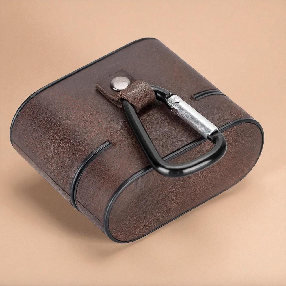 Personalised Genuine Leather AirPods Case with Keychain – Custom Monogram, Pro/1/2/3