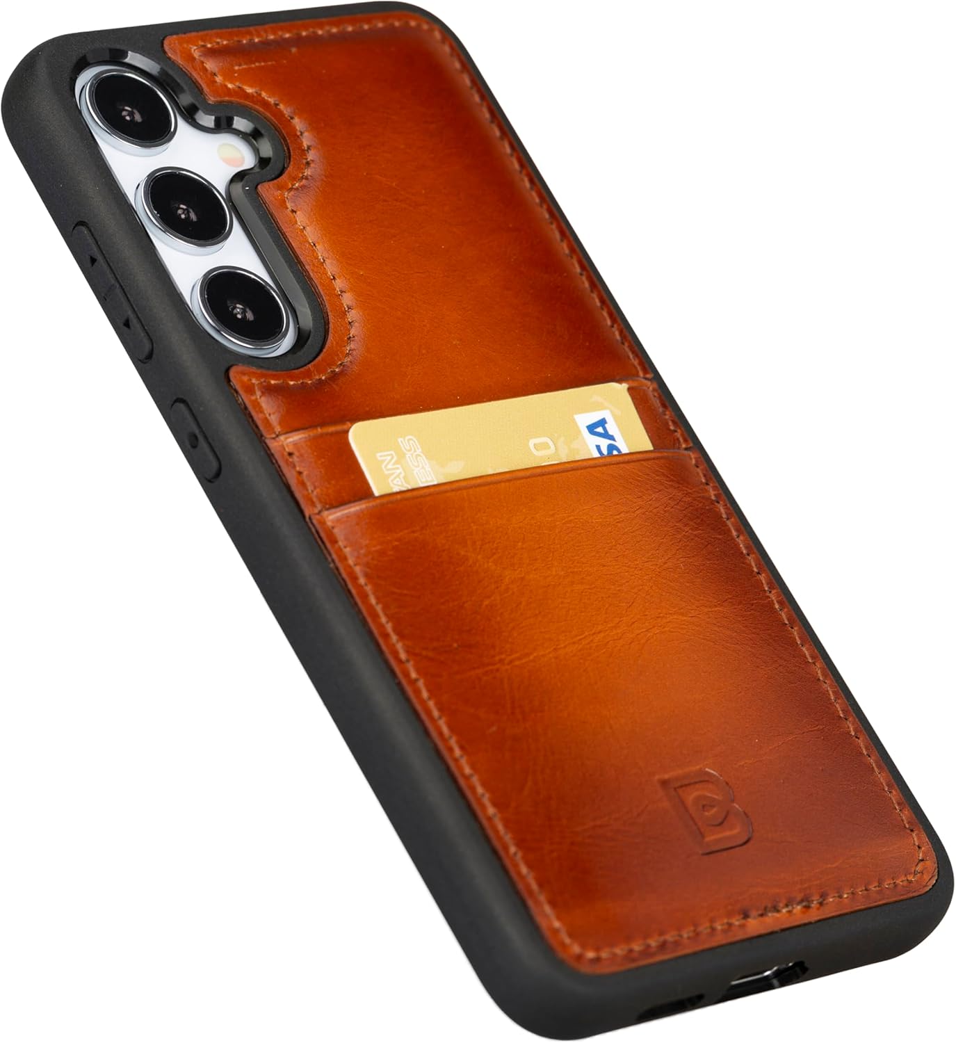 Leather Samsung Galaxy S25+ Case – Slim Flex, Card Holder, Wireless Charging