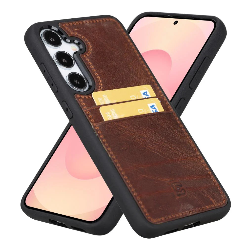 Leather Samsung Galaxy S25+ Case – Slim Flex, Card Holder, Wireless Charging