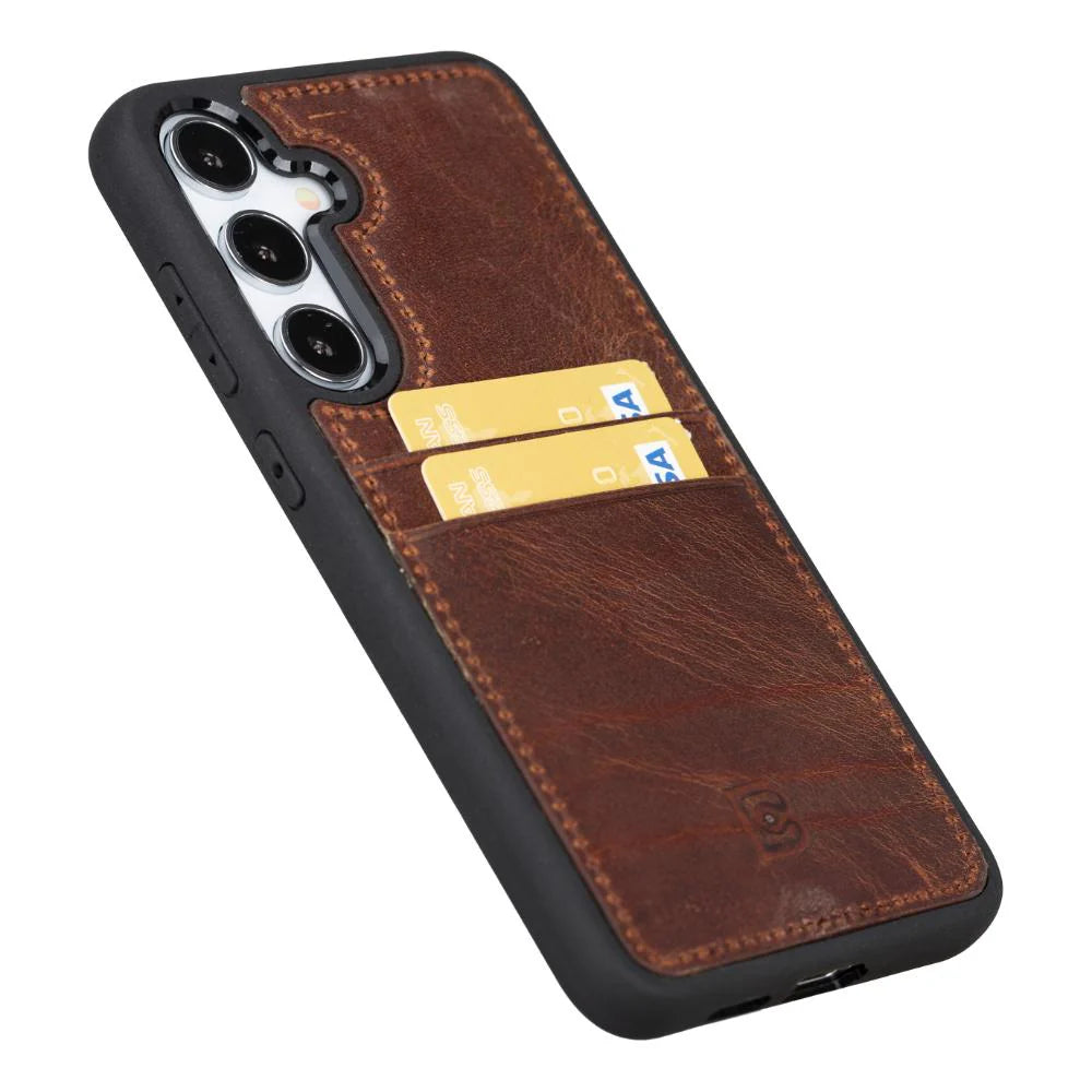 Leather Samsung Galaxy S25+ Case – Slim Flex, Card Holder, Wireless Charging
