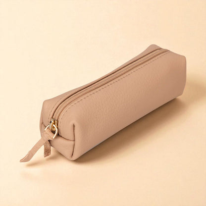 Leather Pencil Case – Compact Multipurpose Zipper Pouch for Office & Makeup