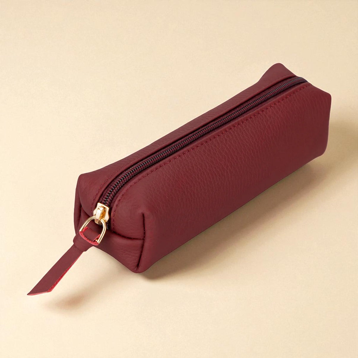Leather Pencil Case – Compact Multipurpose Zipper Pouch for Office & Makeup