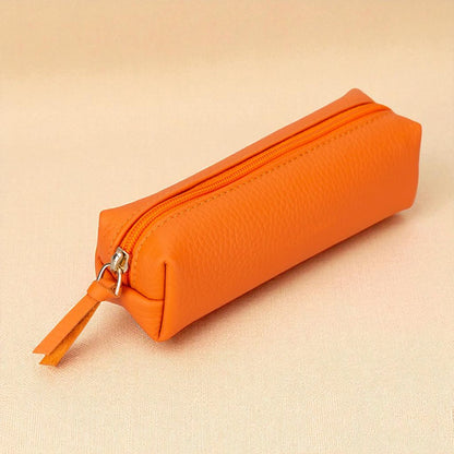 Leather Pencil Case – Compact Multipurpose Zipper Pouch for Office & Makeup