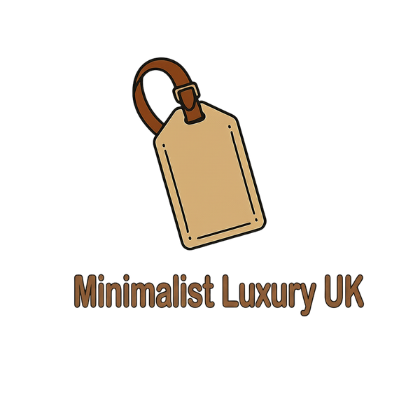 Logo of 'Minimalist Luxury UK' with a brown leather tag on a white background