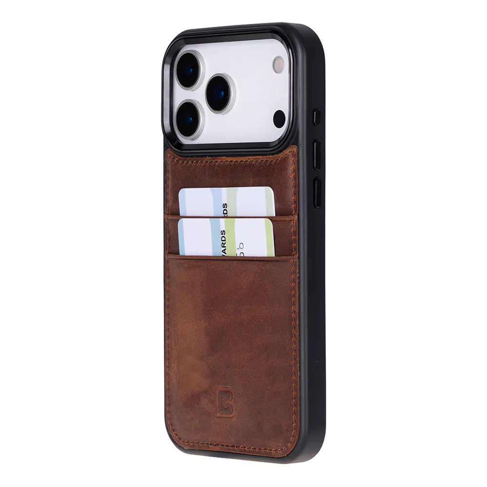 Leather iPhone 17 Pro Case – 2-Card Folio, Magsafe & RFID Compatible