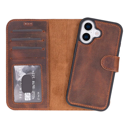 Leather iPhone 17 Wallet Case – Magnetic Detachable, 4-Card Folio