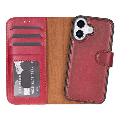 Leather iPhone 17 Wallet Case – Magnetic Detachable, 4-Card Folio
