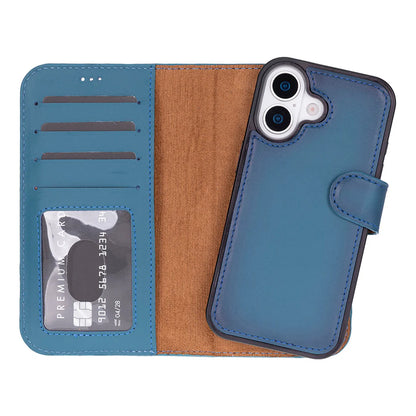 Leather iPhone 17 Wallet Case – Magnetic Detachable, 4-Card Folio