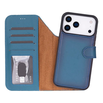 Leather iPhone 17 Pro Max Wallet Case – Magnetic Detachable, 4-Card Folio