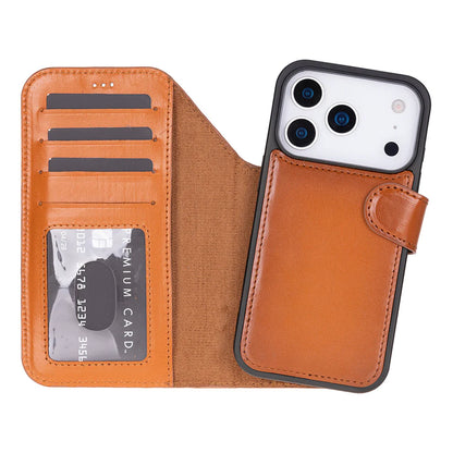 Leather iPhone 17 Pro Max Wallet Case – Magnetic Detachable, 4-Card Folio