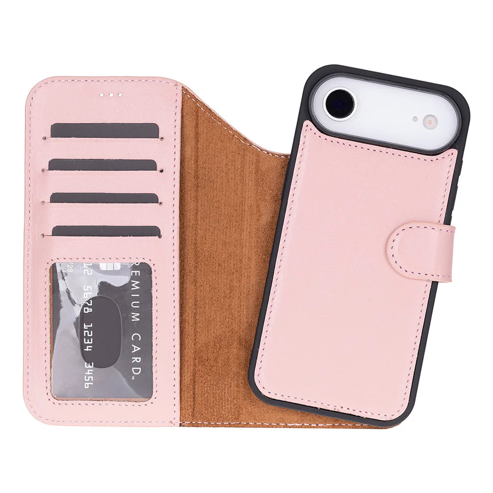 Leather iPhone 17 Air Wallet Case – Magnetic Detachable, 4-Card Folio
