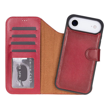 Leather iPhone 17 Air Wallet Case – Magnetic Detachable, 4-Card Folio
