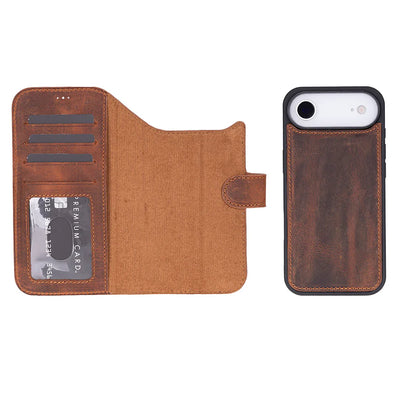 Leather iPhone 17 Air Wallet Case – Magnetic Detachable, 4-Card Folio
