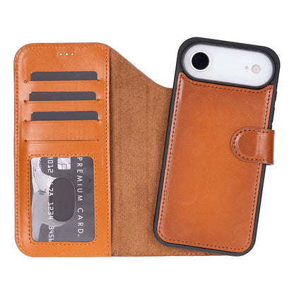 Leather iPhone 17 Air Wallet Case – Magnetic Detachable, 4-Card Folio