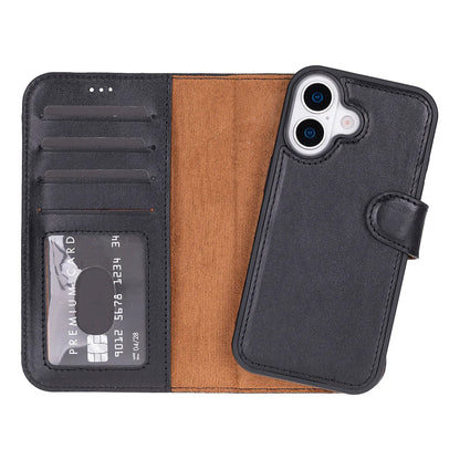 Leather iPhone 17 Wallet Case – Magnetic Detachable, 4-Card Folio
