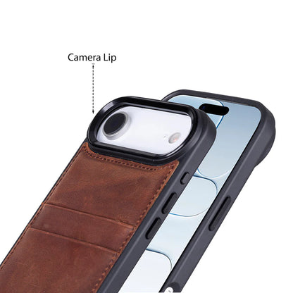 Leather iPhone 17 Air Case – 2-Card Folio, Magsafe & RFID Compatible