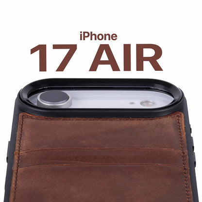 Leather iPhone 17 Air Case – 2-Card Folio, Magsafe & RFID Compatible