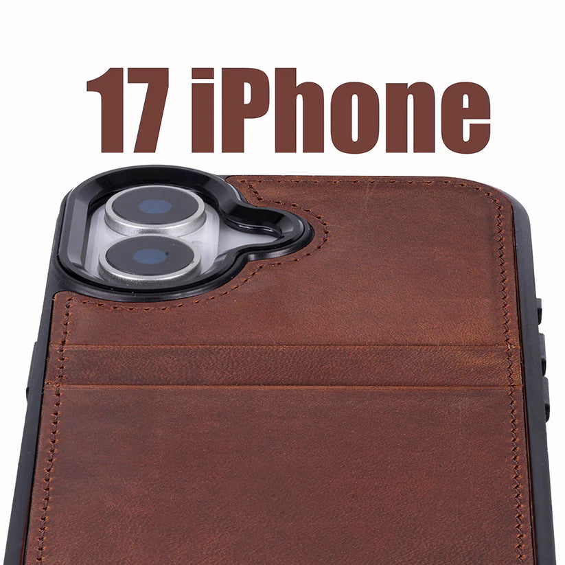 Leather iPhone 17 Case – 2-Card Folio, Magsafe & RFID Compatible