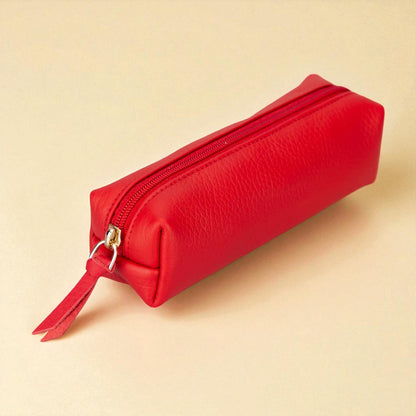 Leather Pencil Case – Compact Multipurpose Zipper Pouch for Office & Makeup