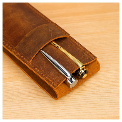 Personalized Leather Slim Rustic Pencil Case – Office & Journal Use, Gift