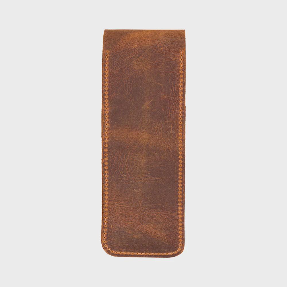 Personalized Leather Slim Rustic Pencil Case – Office & Journal Use, Gift