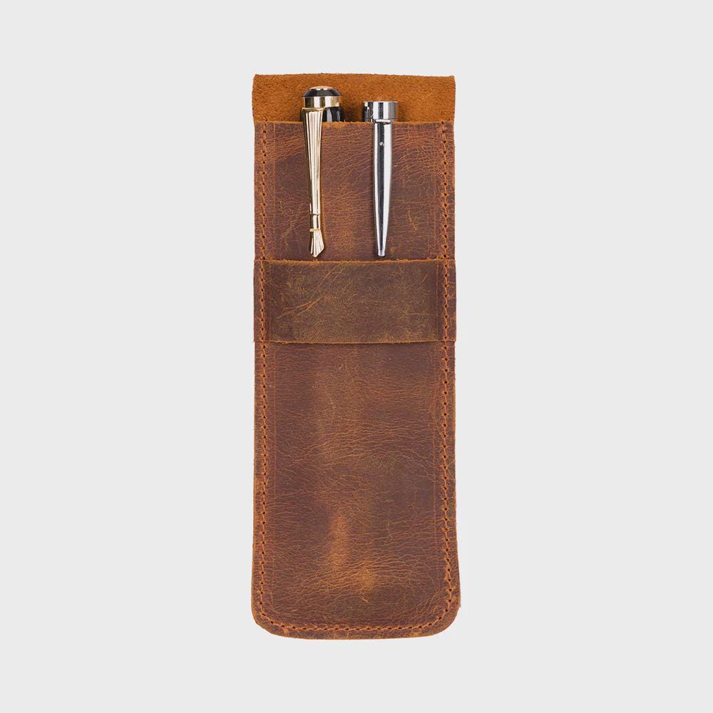 Personalized Leather Slim Rustic Pencil Case – Office & Journal Use, Gift