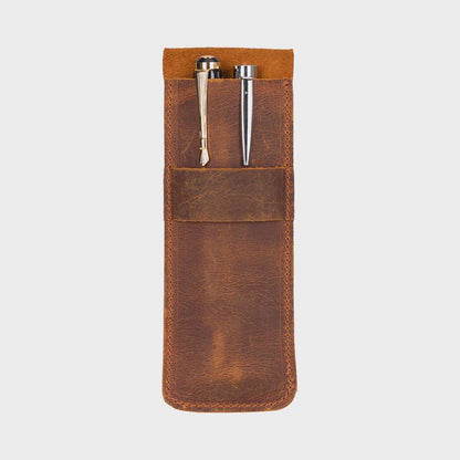 Personalized Leather Slim Rustic Pencil Case – Office & Journal Use, Gift