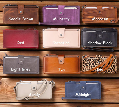 Personalised Leather Clutch Purse – Personalized Zippered Wallet & iPad Organizer