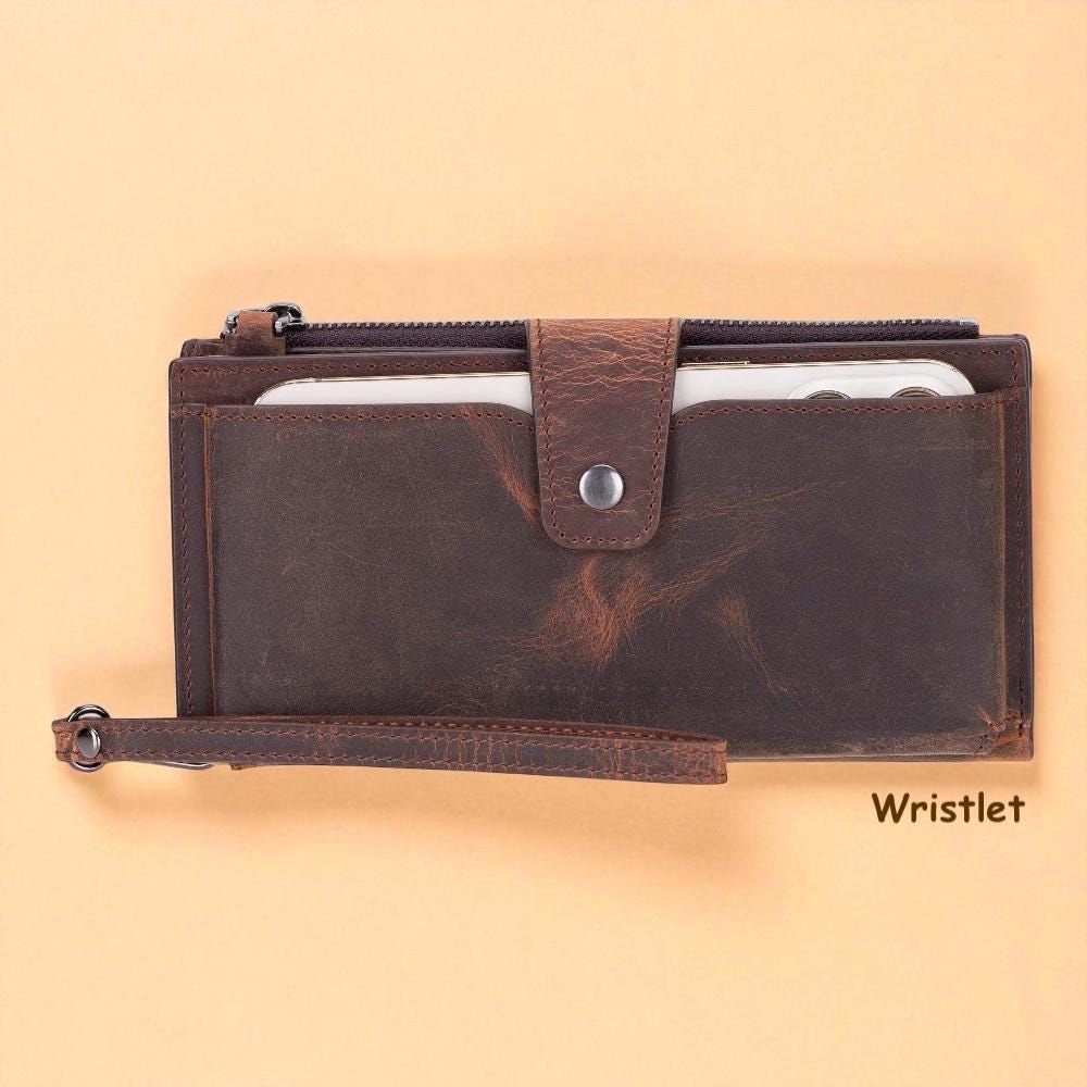Personalised Leather Clutch Purse – Personalized Zippered Wallet & iPad Organizer