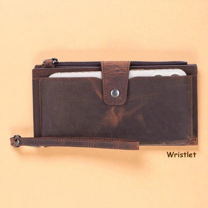 Personalised Leather Clutch Purse – Personalized Zippered Wallet & iPad Organizer