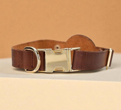 Custom Leather Dog Collar with AirTag Holder – Personalized, Adjustable, 8 Colors