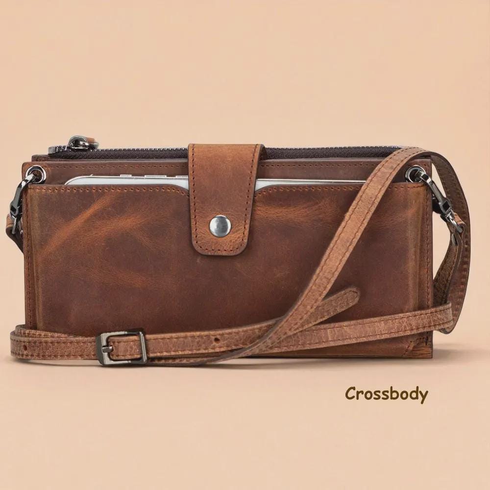 Personalised Leather Clutch Purse – Personalized Zippered Wallet & iPad Organizer