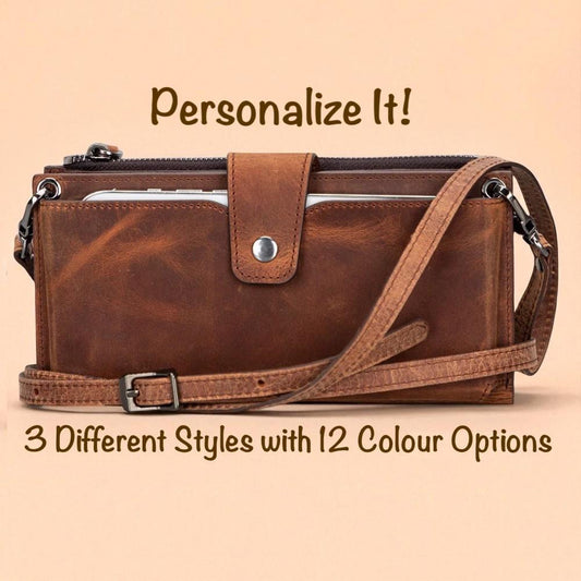 Personalised Leather Clutch Purse – Personalized Zippered Wallet & iPad Organizer