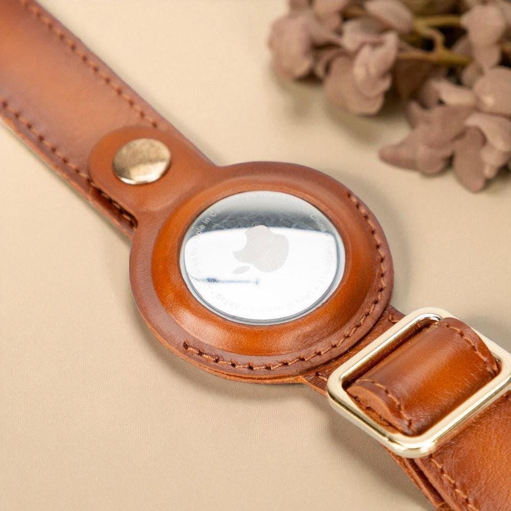 Custom Leather Dog Collar with AirTag Holder – Personalized, Adjustable, 8 Colors