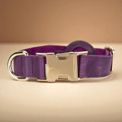 Custom Leather Dog Collar with AirTag Holder – Personalized, Adjustable, 8 Colors