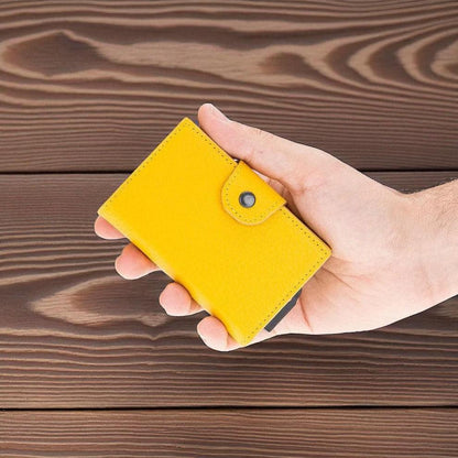 Personalised Leather Pop-Up Wallet – Slim RFID Card Holder, Front Pocket