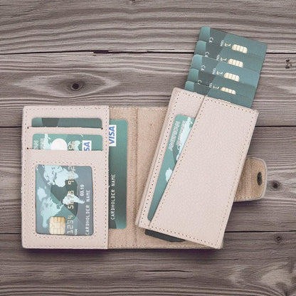 Personalised Leather Pop-Up Wallet – Slim RFID Card Holder, Front Pocket