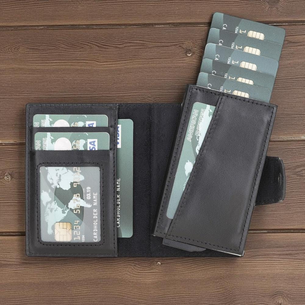 Personalised Leather Pop-Up Wallet – Slim RFID Card Holder, Front Pocket