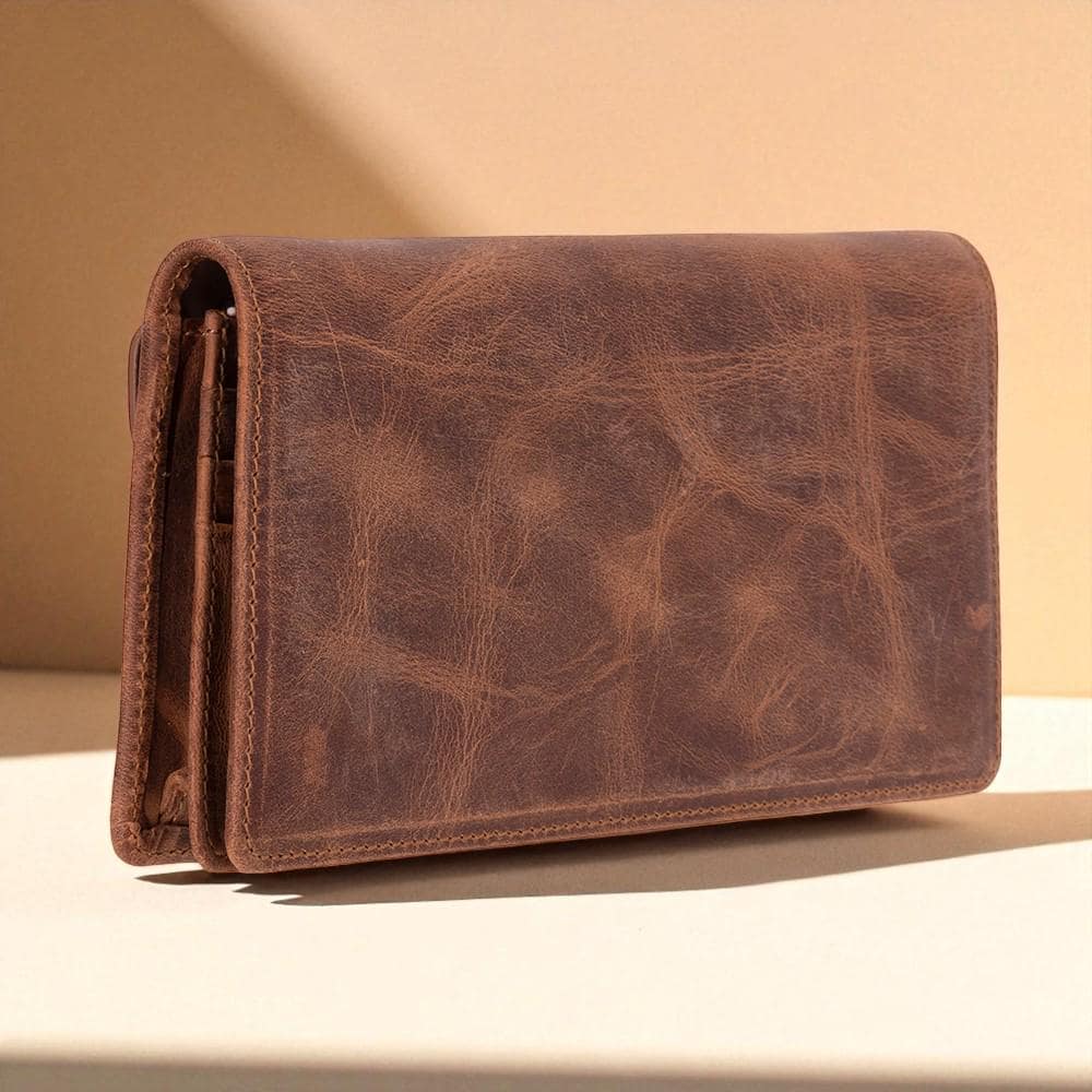 Personalised Leather Wallet  – Custom Clutch with Card Holder & Coin Pocket