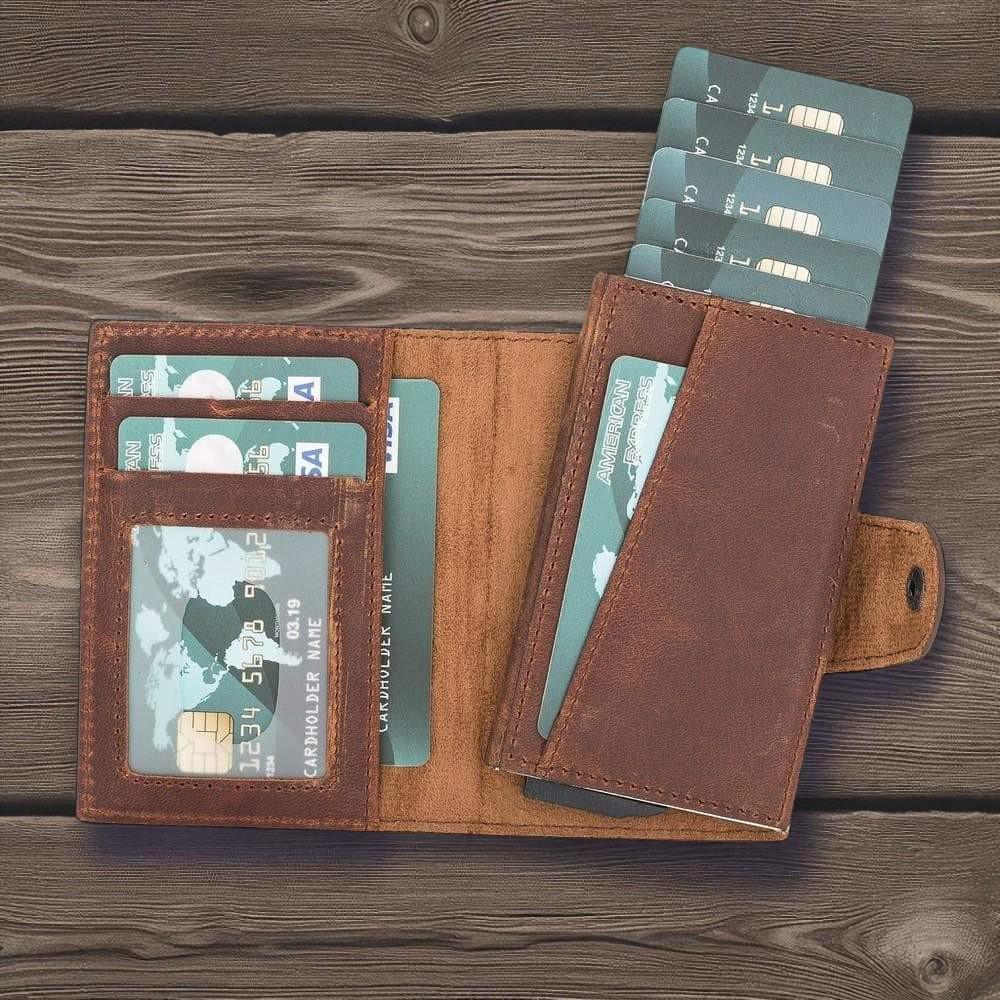 Personalised Leather Pop-Up Wallet – Slim RFID Card Holder, Front Pocket