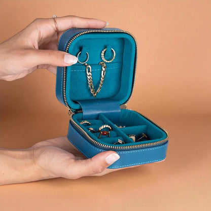 Personalised Genuine Leather Jewellery Box – Travel Organizer, Velvet-Lined