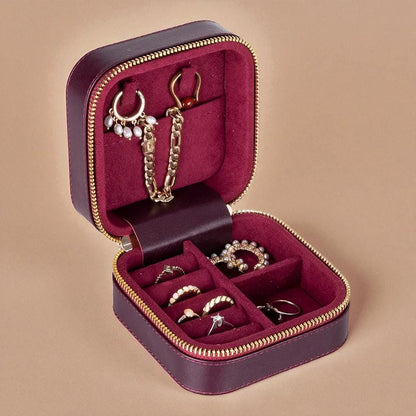 Personalised Genuine Leather Jewellery Box – Travel Organizer, Velvet-Lined