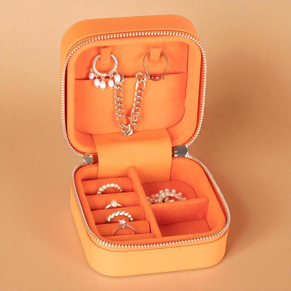 Personalised Genuine Leather Jewellery Box – Travel Organizer, Velvet-Lined