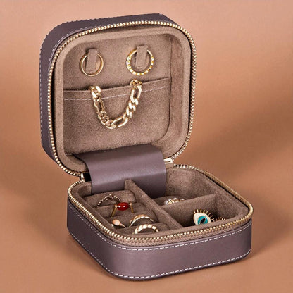 Personalised Genuine Leather Jewellery Box – Travel Organizer, Velvet-Lined