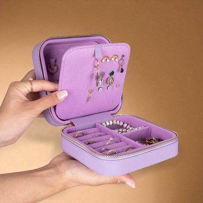 Personalised Genuine Leather Jewellery Box – Travel Organizer, Velvet-Lined