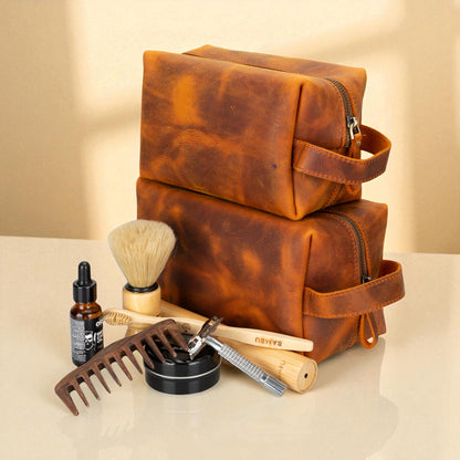 Personalised Leather Dopp Kit – Men’s Toiletry Bag, Travel / Groomsmen Gift