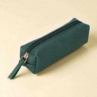 Personalised Leather Makeup Bag – Custom Zipper Pouch / Mini Clutch