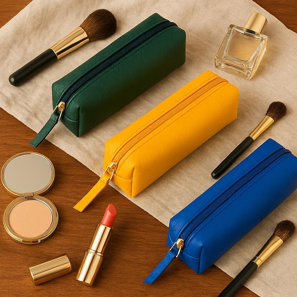 Personalised Leather Makeup Bag – Custom Zipper Pouch / Mini Clutch