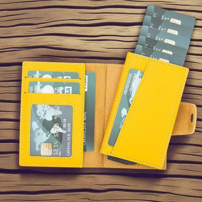 Personalised Leather Pop-Up Wallet – Slim RFID Card Holder, Front Pocket